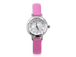 Reloj De Pulsera Analógico De Cuarzo Para Mujer Con Caja Floral Y Correa De Pu Rosa.