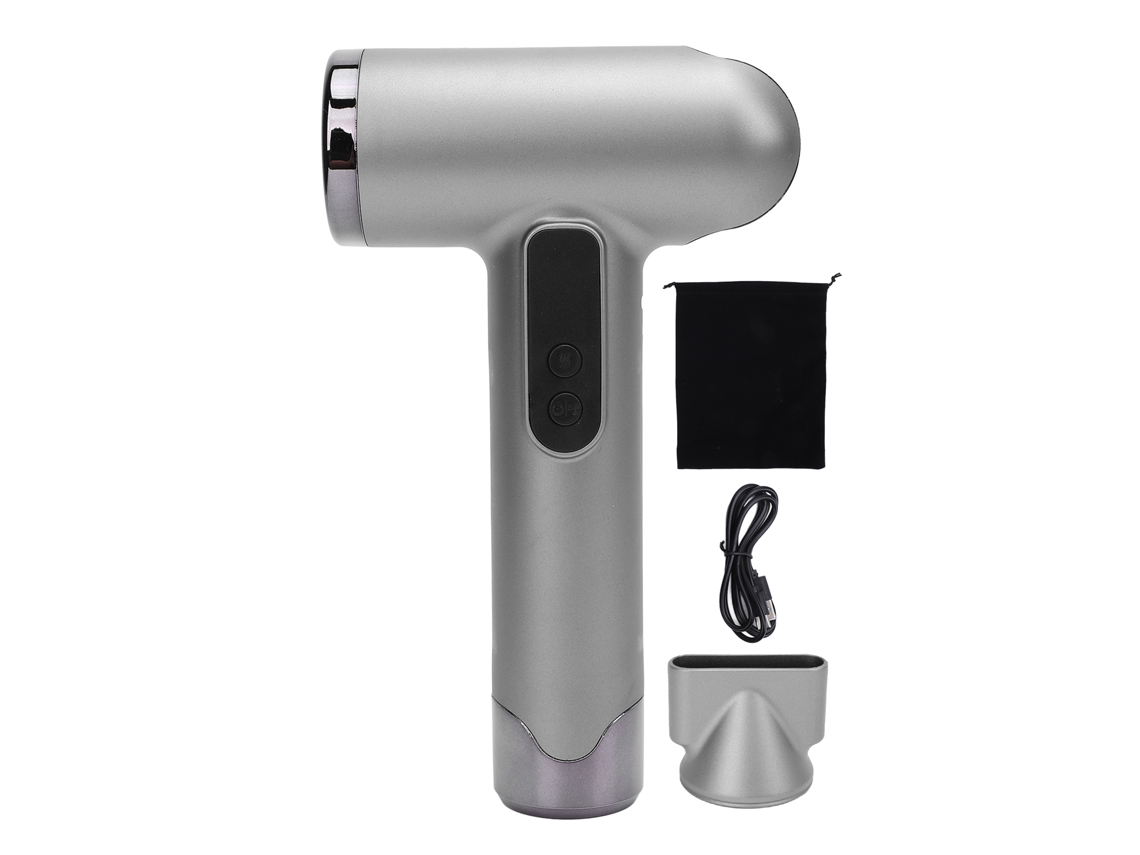 Secador De Cabelo Sem Fio Recarregável Usb 100000rpm 200w Portátil Silencioso Para Dormitório Viagem Prata