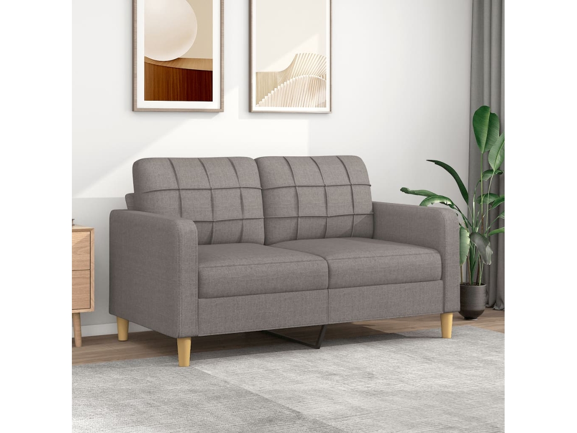 Sofá De 2 Plazas De Tela Gris Taupé 140 Cm