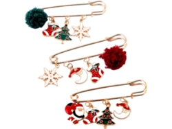 Juego De 3 Broches Navideños De Aleación, Imperdibles Decorativos Para Ropa, Chales Y