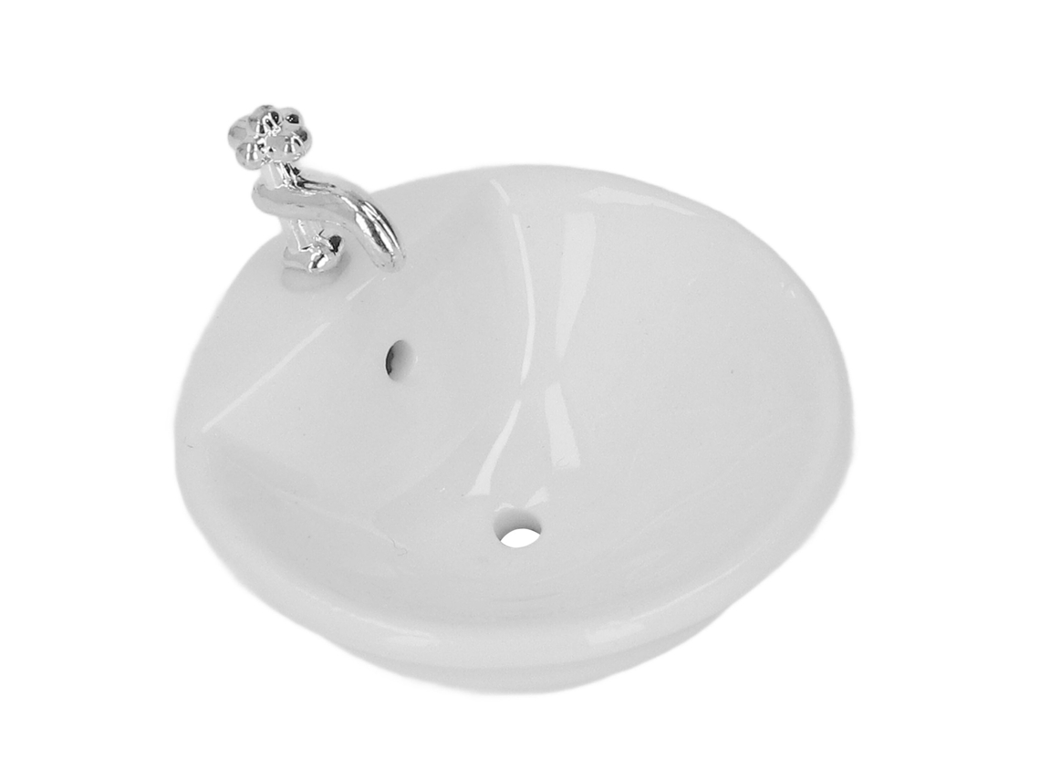 Ats-lavabo De Baño Para Casa De Muñecas 1:12 Miniatura Cerámica Blanca Accesorios Cuadrado