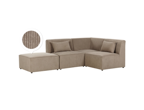 Sofá esquinero modular de 3 plazas a la izquierda con reposapiés Bombazine Taupe Lemvig BELIANI