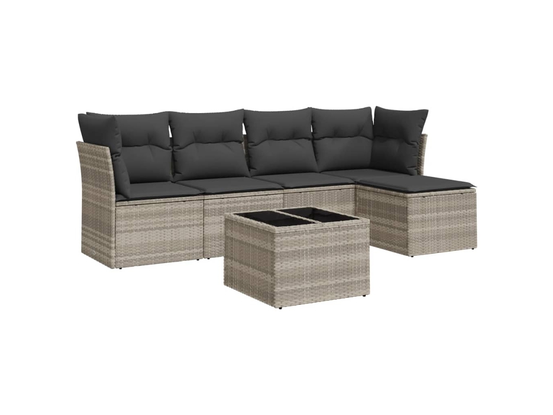 Maison Exclusive - Set De Sofás De Jardín 6 Pzas Y Cojines Ratán Sintético Gris