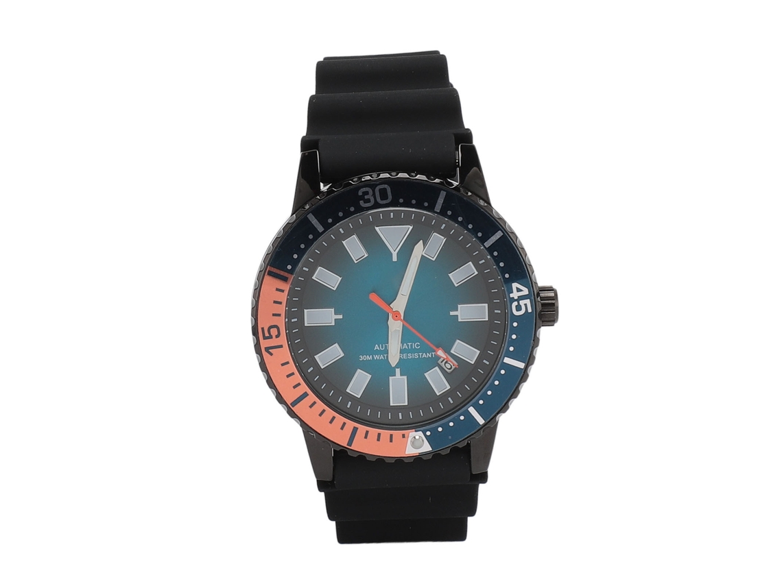 Reloj Cronógrafo Automático Para Hombre, Luminoso, Resistente Al Agua, Esfera Grande, Color Negro Y Naranja De Lujo.