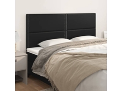 Cabeceros 4 Unidades De Cuero Sintético Negro 90x5x78/88 Cm
