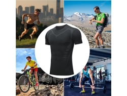 Negra l Tengoo Camiseta Deportiva Ajustada Secado Rápido Poliéster Multifuncional Cómoda Correr Senderismo Culturismo Entrenamiento