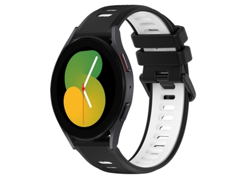 Correa de reloj inteligente para Samsung Galaxy Watch5 44 mm 20 mm Correa deportiva de silicona bicolor (negro + blanco)