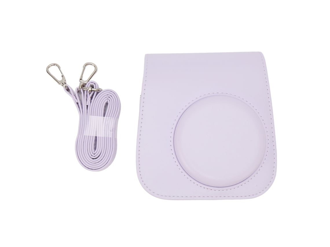 Capa De Câmera Protetora Em Couro Pu Cor Unica Com Cinto Ajustável Para Camping Viagem Roxo