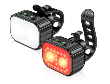 Luces de bicicleta delanteras y traseras, luces de bicicleta superbrillantes recargables por USB, juego de luces de bicicleta impermeables IPX6 (ne...