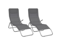 Maison Exclusive - Tumbonas Plegables 2 Uds Textilene Acero Con Recubrimiento Gris