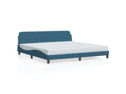 Estructura De Cama Sin Colchón Terciopelo Azul 200x200 Cm