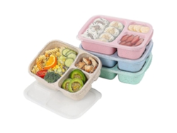 4 Pack Caja De Almuerzo Bento, Contenedores De Preparación De Comidas Con 3 Compartimentos, Reutilizables Para Niños Y Adultos Como Se Muestra