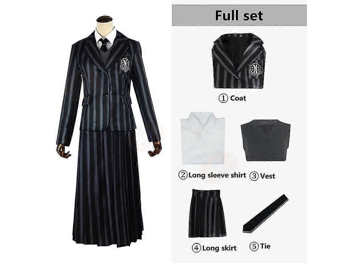 Disfraz De Wednesday Addams De La Academia Nevermore, Uniforme Escolar, Conjunto Unisex.