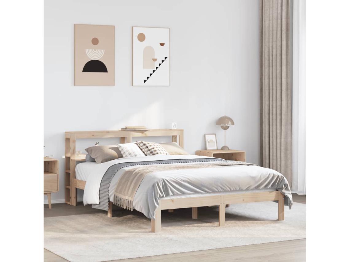 Estructura De Cama Con Cabecero Madera Maciza Pino 160x200 Cm