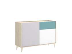 Aparador con 2 puertas y 1 cajón, nuevo, blanco/gris/natural/esmeralda, 75 alto x 105 ancho x 43 fondo. Duérmete Online