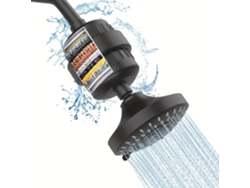 Filtro de ducha de 20 etapas para agua dura con cabezal de ducha integrado: elimina eficazmente impurezas y metales pesados ​​(negro) Cuich