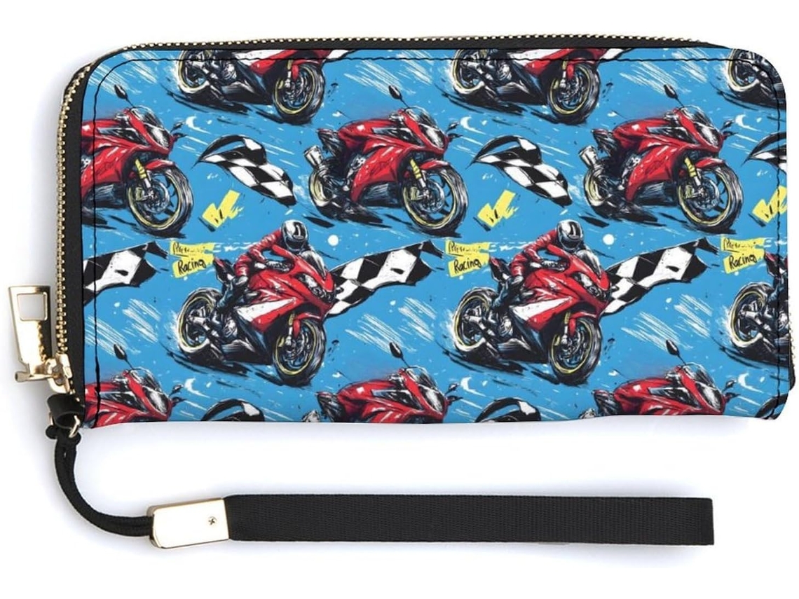 Cartera Cuero Con Cremallera Para Mujer Diseño Estampado