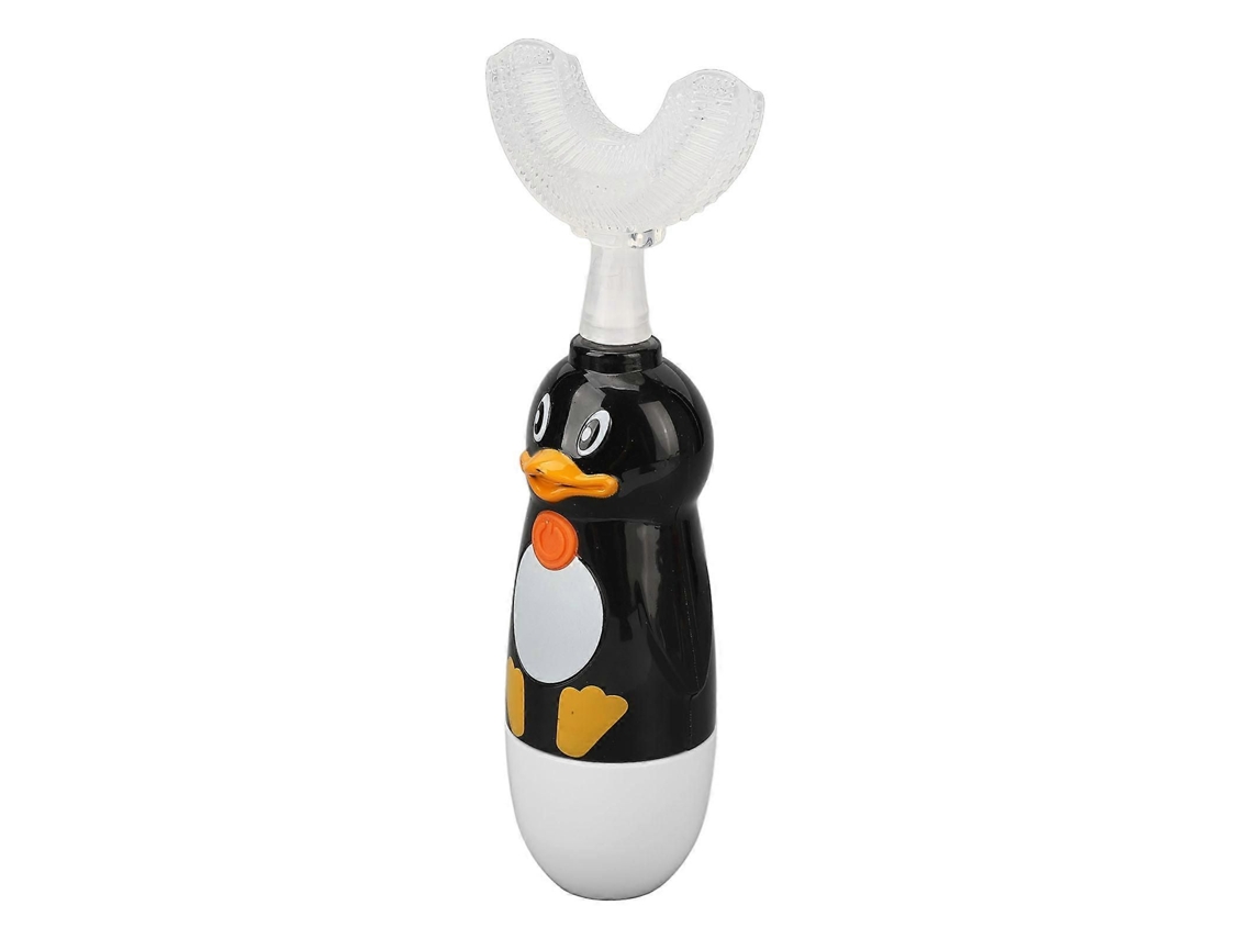 Cepillo de dientes eléctrico infantil en forma de U, de silicona, con 3 cabezales, para niños de 6 a 12 años, color negro. GOKOCO