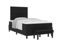 Maison Exclusive - Cama Tipo Box Spring Con Cabecera Negro 120 X 200 Cm Tela