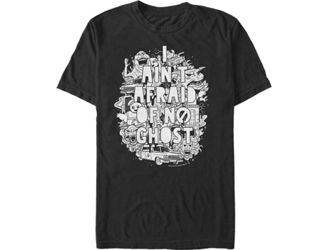 Camiseta Unisexo DEEPSTONE I Ain't Afraid Of No Ghost Sketch Ghostbusters Negro (XXL)