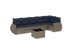 Maison Exclusive - Conjunto De Sofá De Jardín De 7 Piezas Con Cojines, Poliratán Gris
