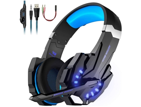 Auriculares Gaming ENKES Para PC Cancelación de ruido Micrófono estéreo ajustable Entrada de 3,5 mm Luz LED Ps4 Par