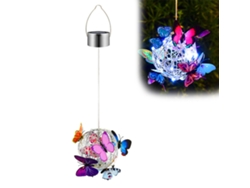 Lámpara solar colgante con forma de mariposa, modelo 2026, con LED, linterna solar metálica impermeable IP65 para jardín exterior.
