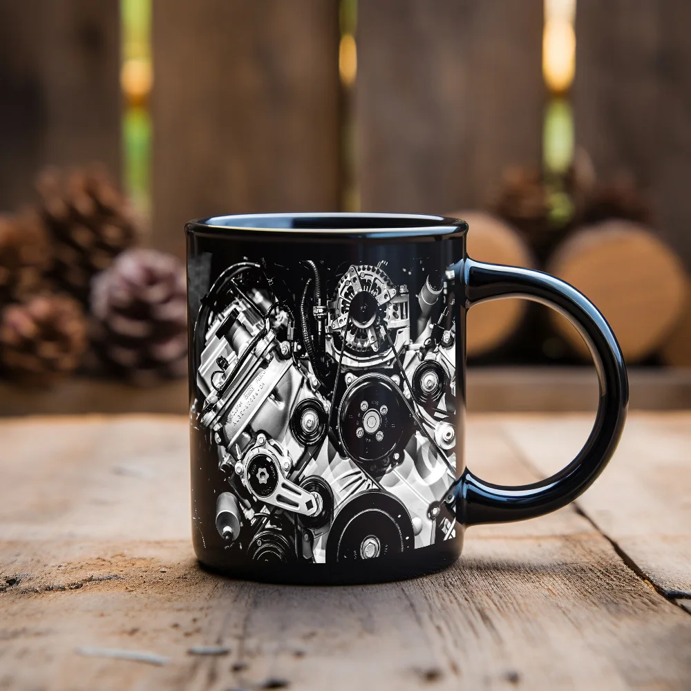 (estilo 3 330ml) Taza De Café De Cerámica Con Motor Mecánico, Taza De Té Con Leche 3d, Taza De Desayuno Creativa
