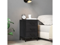 Mesa de Cabeceira LOVELY HOME Mesinha 40X30X55 Cm Pinho Reciclado Maciço Preto