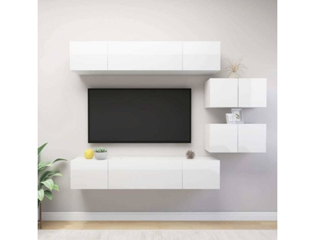 Conjunto 6 de muebles de salón VIDAXL madera ingeniería blanco brillo
