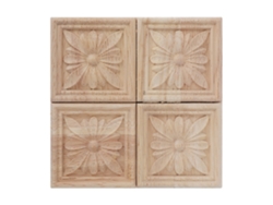 4 Piezas De Apliques Cuadrados De Madera Grabados Sin Pintar Para Decoración De Muebles (d)