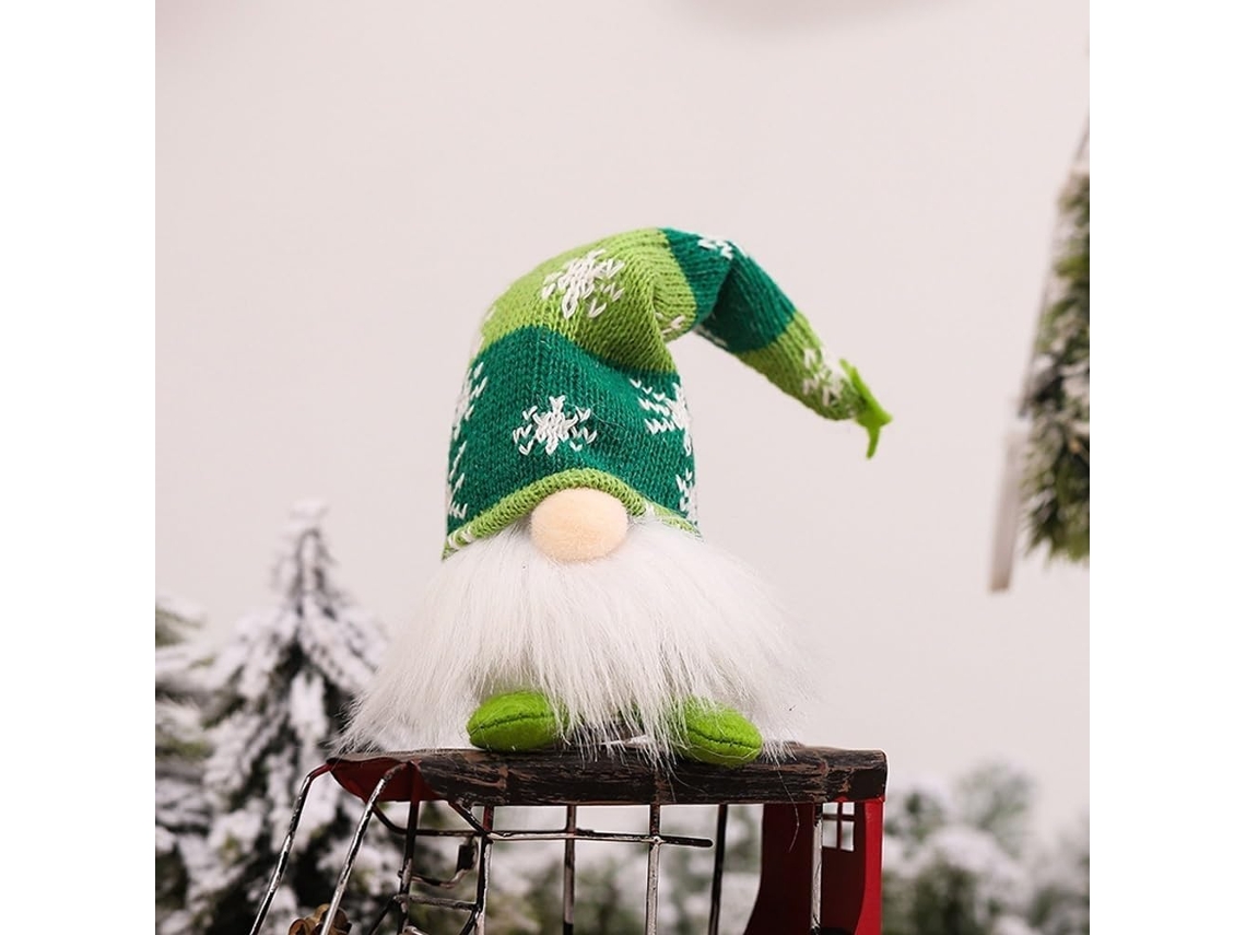 Adornos navideños de gnomos, decoración de mesa con adorno de árbol iluminado (verde, pierna corta)