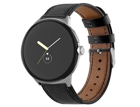 Correa para Google Pixel Watch Round Tail Correa de reloj de cuero genuino negro VENISYMLIS