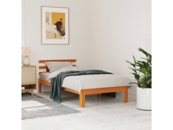 Cama Sin Colchón Madera Maciza De Pino Marrón Cera 100x200 Cm