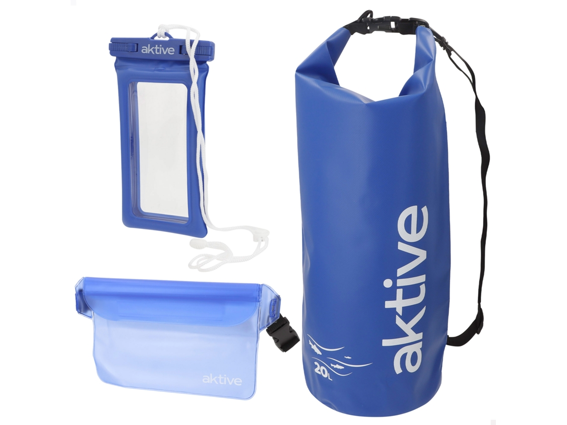 Bolsa impermeable Aktive Beach con bolsa de 20 litros, riñonera y soporte para teléfono móvil