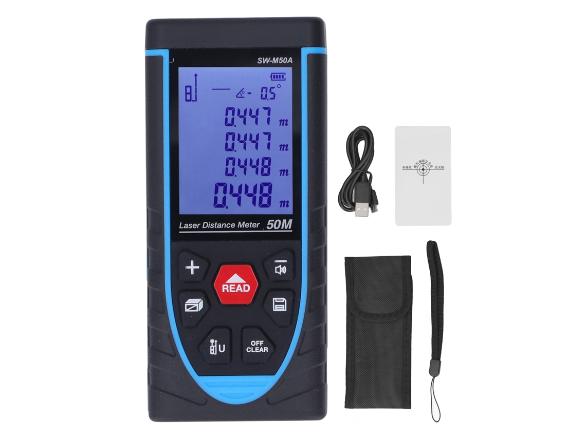 Medidor De Distancia Láser Digital Portátil De Alta Precisión Sw M50a 50m