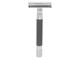 Maquinilla de afeitar manual para hombre con hoja de doble filo, mango largo de aleación de zinc, segura y duradera.