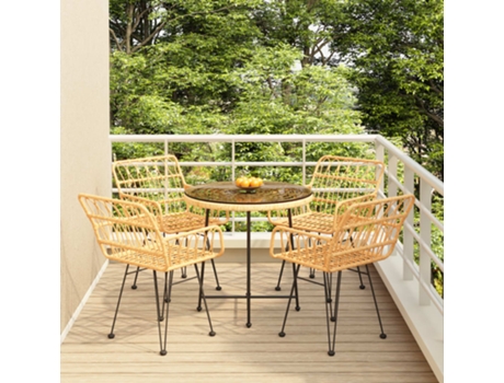 Conjunto 5 de comedor de jardín VIDAXL ratán sintético
