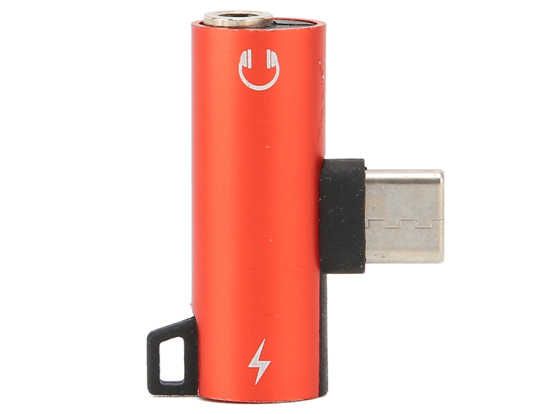 Adaptador 2 En 1 De Usb-c A Auriculares De 3,5 Mm Con Carga Rápida Pd Y Audio Hifi - Rojo