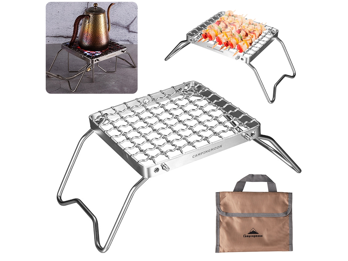 Parrilla Plegable Mini Con Engranaje Ajustable Para Camping, Senderismo, Pesca Y Barbacoa