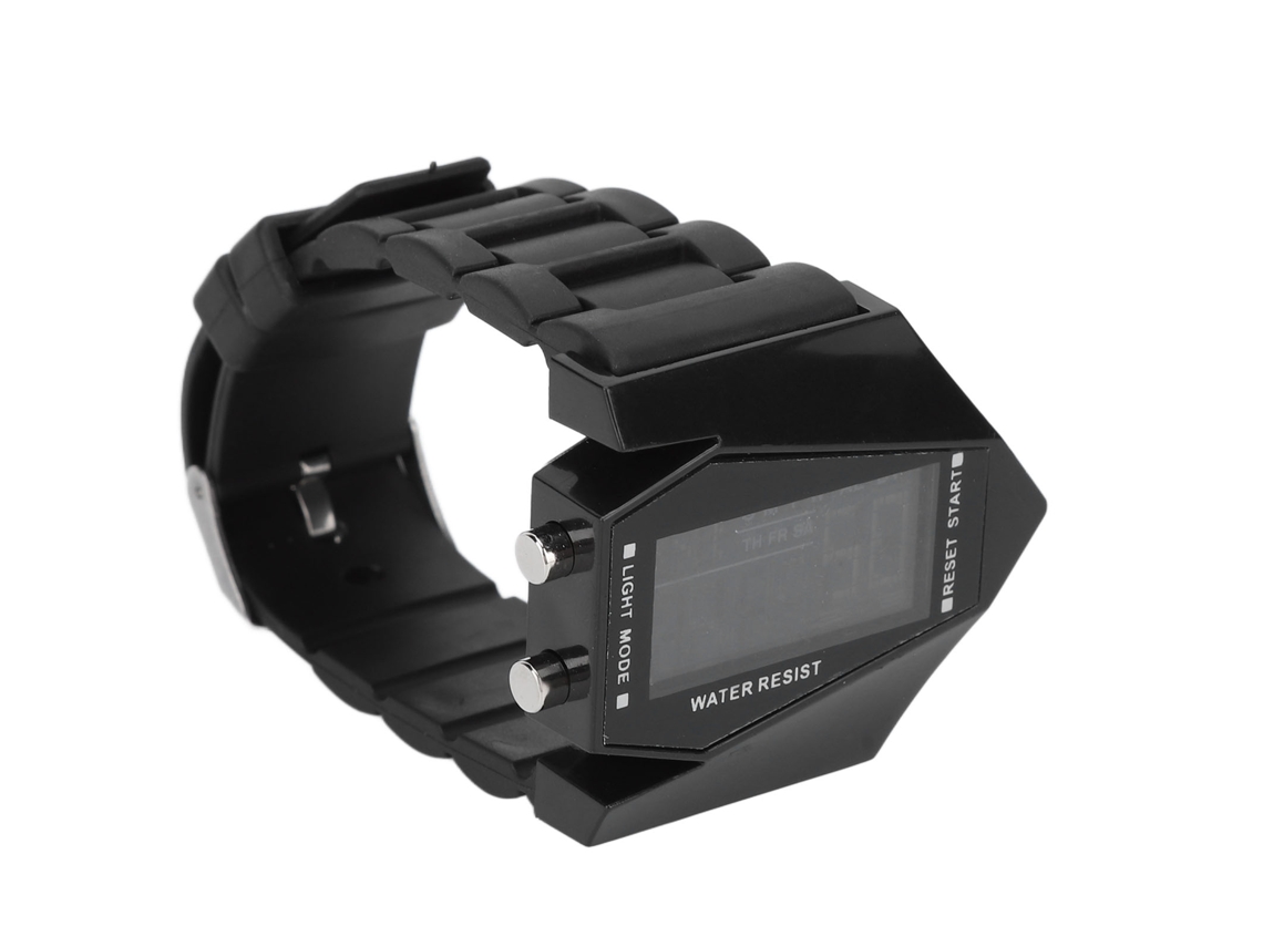 Reloj Deportivo Electrónico Led Negro, Resistente Al Agua, Con Forma De Avión, Para Niños.