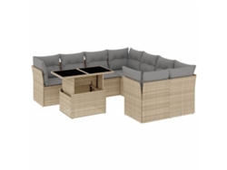 Conjunto de 9 sofás de jardín con cojines de mimbre beige MAISON EXCLUSIVE (90x200 cm)