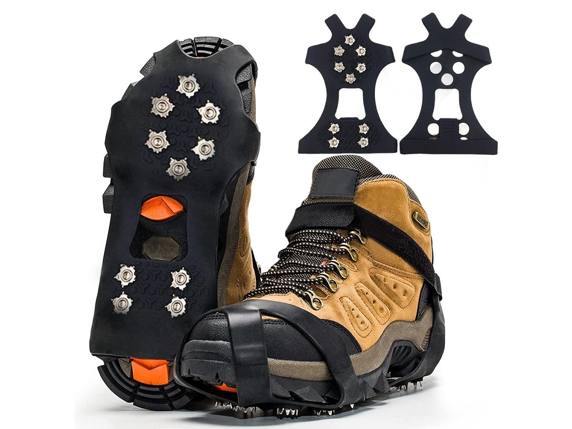 Jinwei-1 Par Crampones Clavos De Tracción Antideslizantes 10 Espigas Para Zapatos Botas Caminata Al Aire Libre En Nieve Y Hielo