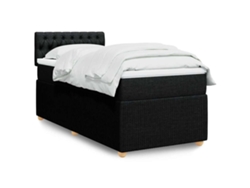 Cama box spring con colchón tela negro 90x190 cm