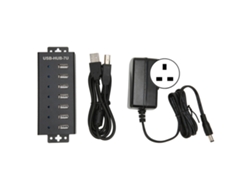 Hub Usb2.0 Industrial De 7 Portas Com Múltiplas Proteções Plug Uk 100‑240v
