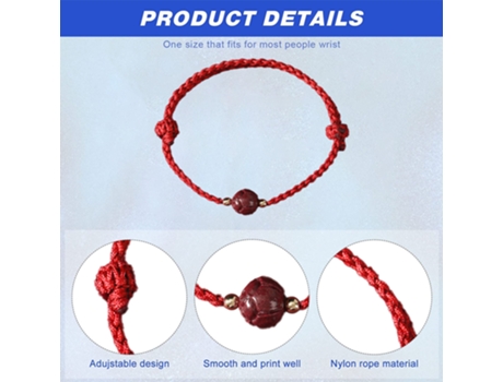 Pulsera Trenzada - Ping An Red - Single Cinnabar Lotus Pulsera Trenzada - Ping An Red - Single Cinnabar Lotus JEIIBRZUI