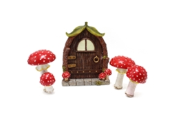 Decoración De Árbol Con Puerta Y Ventana De Hadas Y Setas De Resina Que Brillan En La Oscuridad.