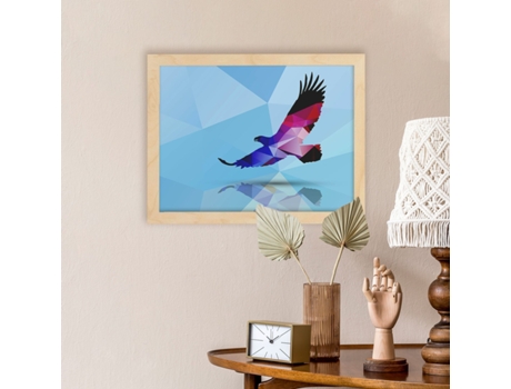 Póster NACNIC de Animales Geométricos con Fondos A Color. Aguila, Ilustrada con Formas Geométricas, y con Un Colorido Fondo.