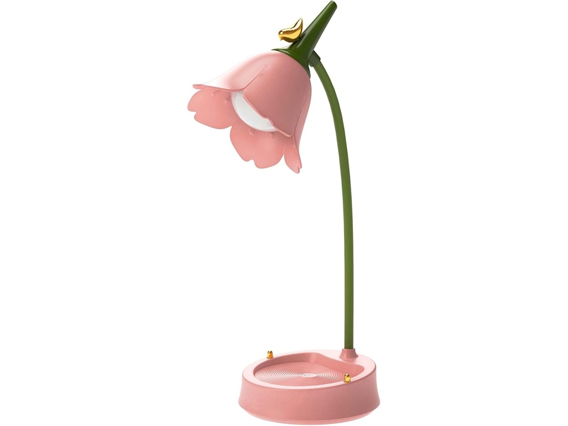 Lámpara de escritorio rosa para niños, lámpara de mesa LED recargable creativa
