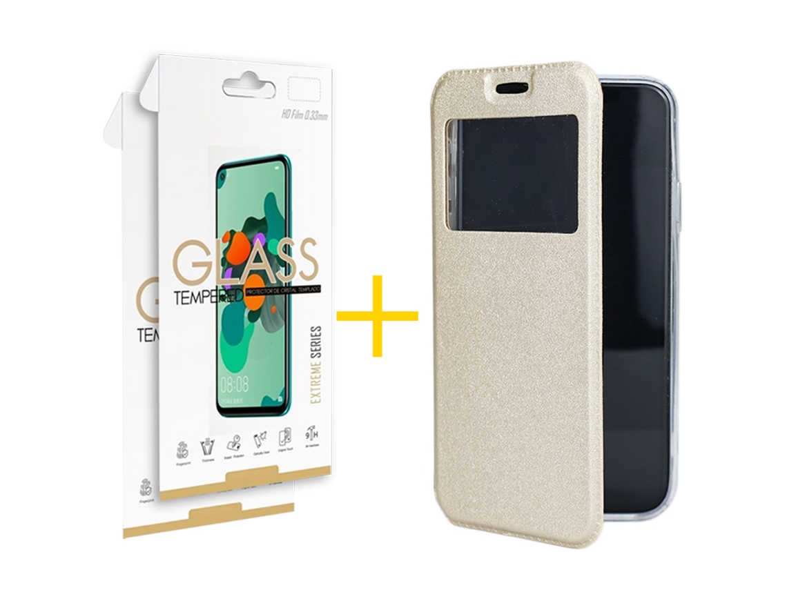 Pack 2 X Película de Vidrio Templado 2.5D Funda GANDY por Samsung Galaxy S23 FE Flip Cover GANDY Oro GANDY